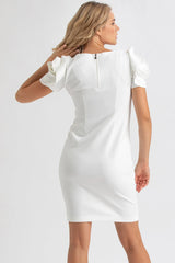 CAPRI | White Maternity Dress in Milano Stitch