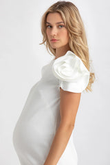 CAPRI | White Maternity Dress in Milano Stitch