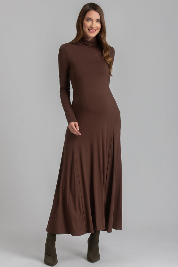 SELENE | Brown Maternity Dress in Soft Bamboo Jersey