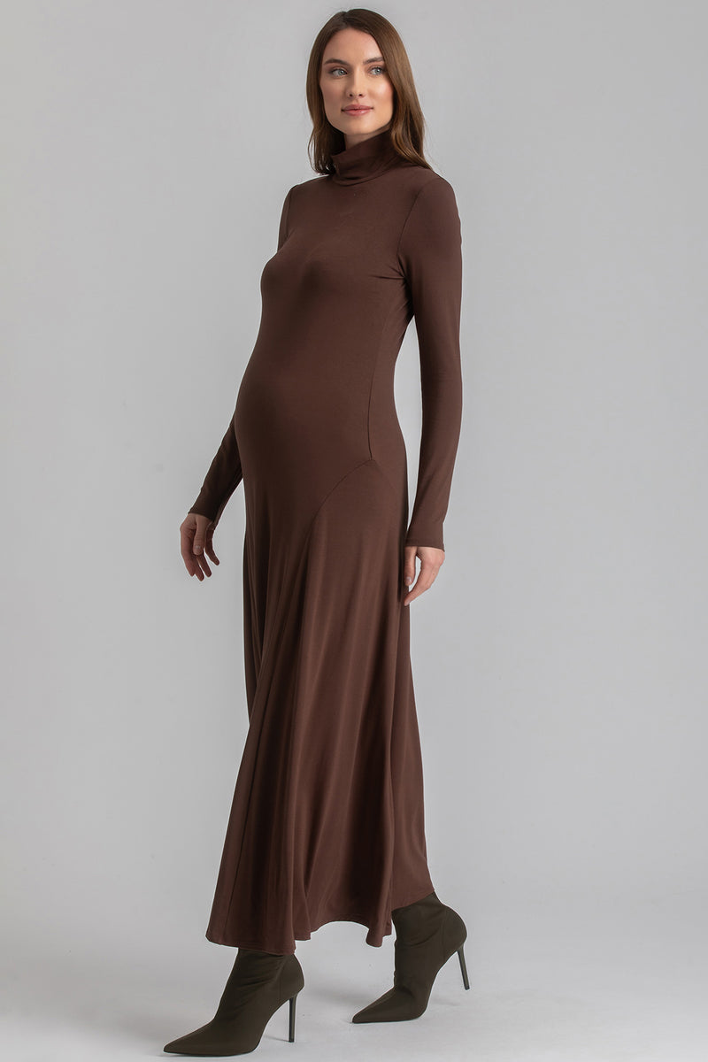 SELENE | Brown Maternity Dress in Bamboo Jersey