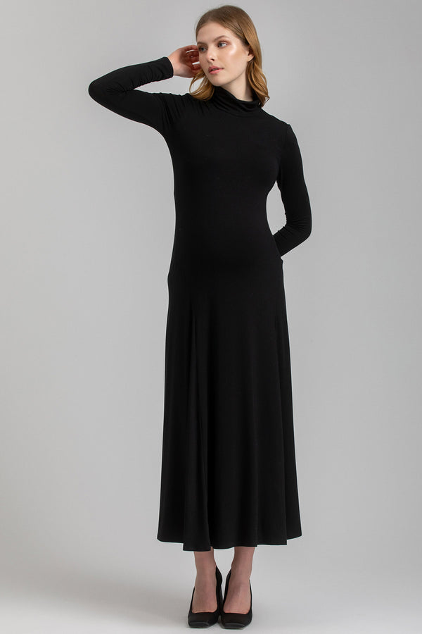 SELENE | Black Maternity Dress in Soft Bamboo Jersey