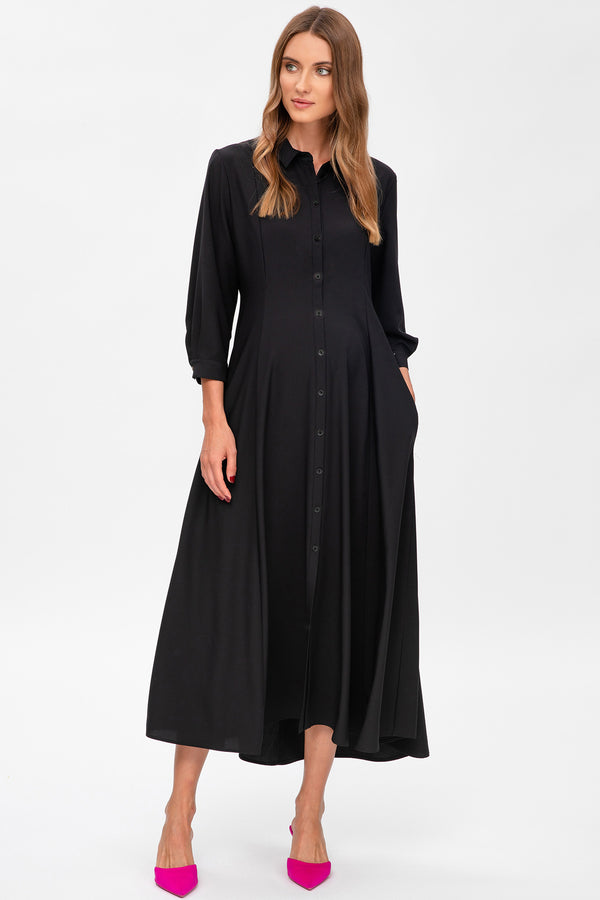 AMELIE | Black Maternity Shirt Dress