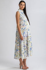 CLARA QA44 | Sleeveless Printed Maxi Maternity Dress