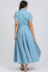 SANDY | Maxi Dress in Blue Technical Cotton