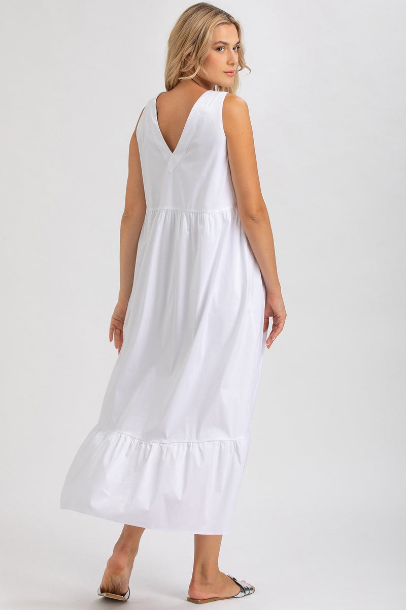 WATERLILY | Maxi Abito Premaman Bianco con Scollo a V