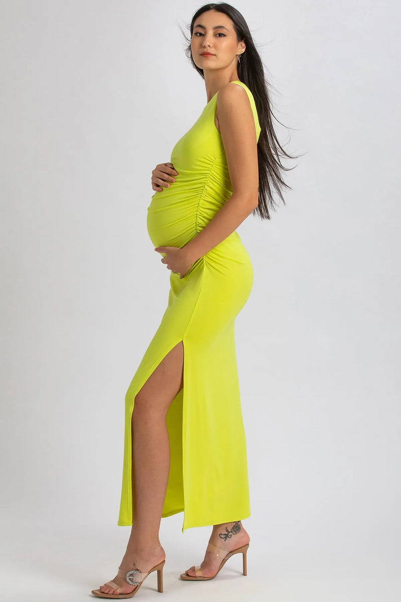 BLOSSOM | Lime Maternity Dress in Soft Bamboo Jersey