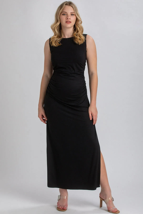 BLOSSOM | Black Sleveless Maternity Dress in Soft Bamboo Jersey