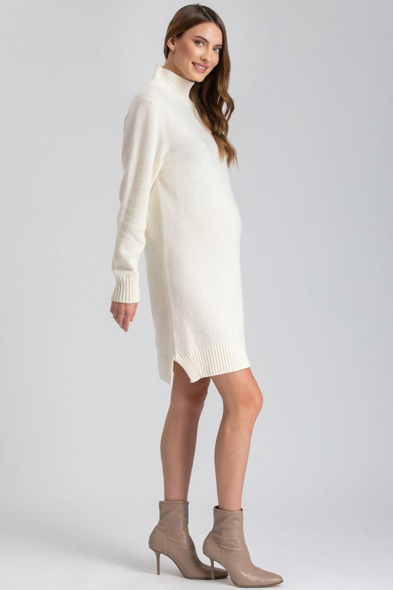 CORVARA | White Maternity Mini Dress in Wool and Cashmere Blend