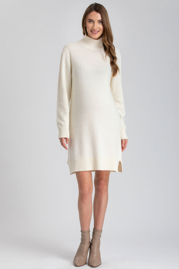 CORVARA | White Maternity Mini Dress in Wool and Cashmere Blend