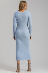 CARA | Maternity Dress in Sky Blue with V-neck