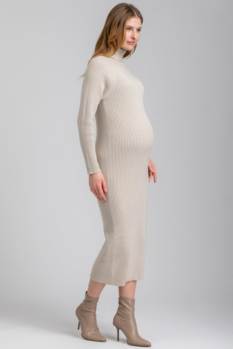 GIORGIA | Maternity Bodycon Dress in Beige