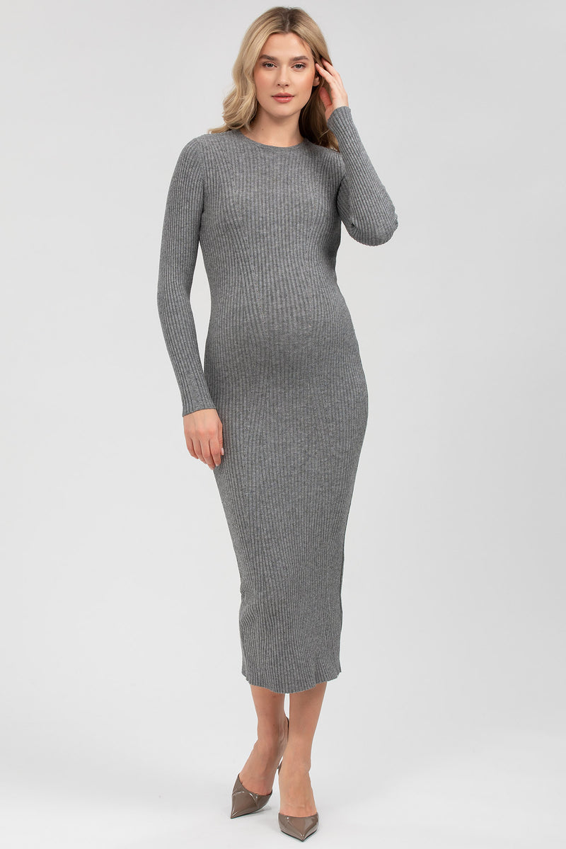 STELLA | Long Sleeve Maternity Dress in Grey