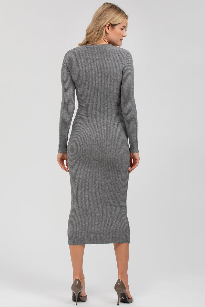 STELLA | Long Sleeve Maternity Dress in Grey