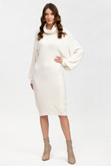 LUNA | White Maternity Dress with Puff Sleeves