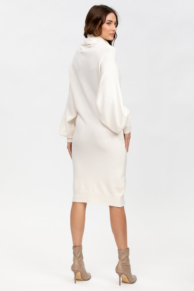 LUNA | White Maternity Dress with Puff Sleeves