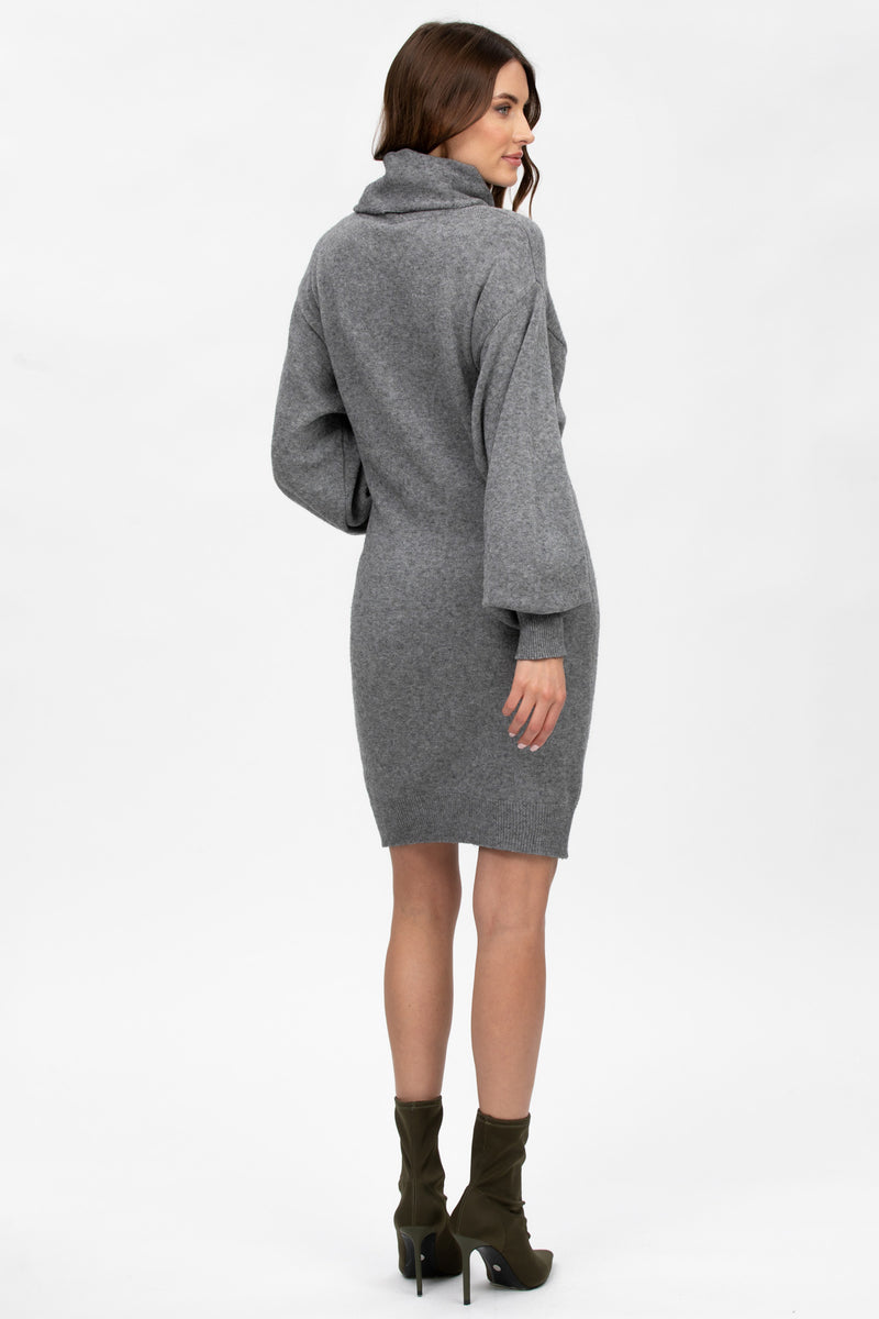 LUNA | Grey Maternity Dress with Puff Sleeves