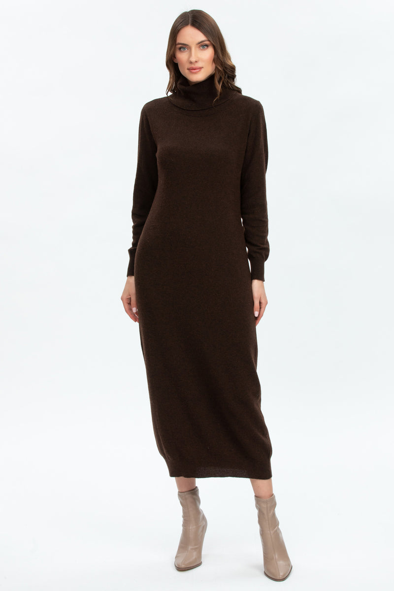 LA SALLE | Brown Maxi Dress in Wool and Cashmere