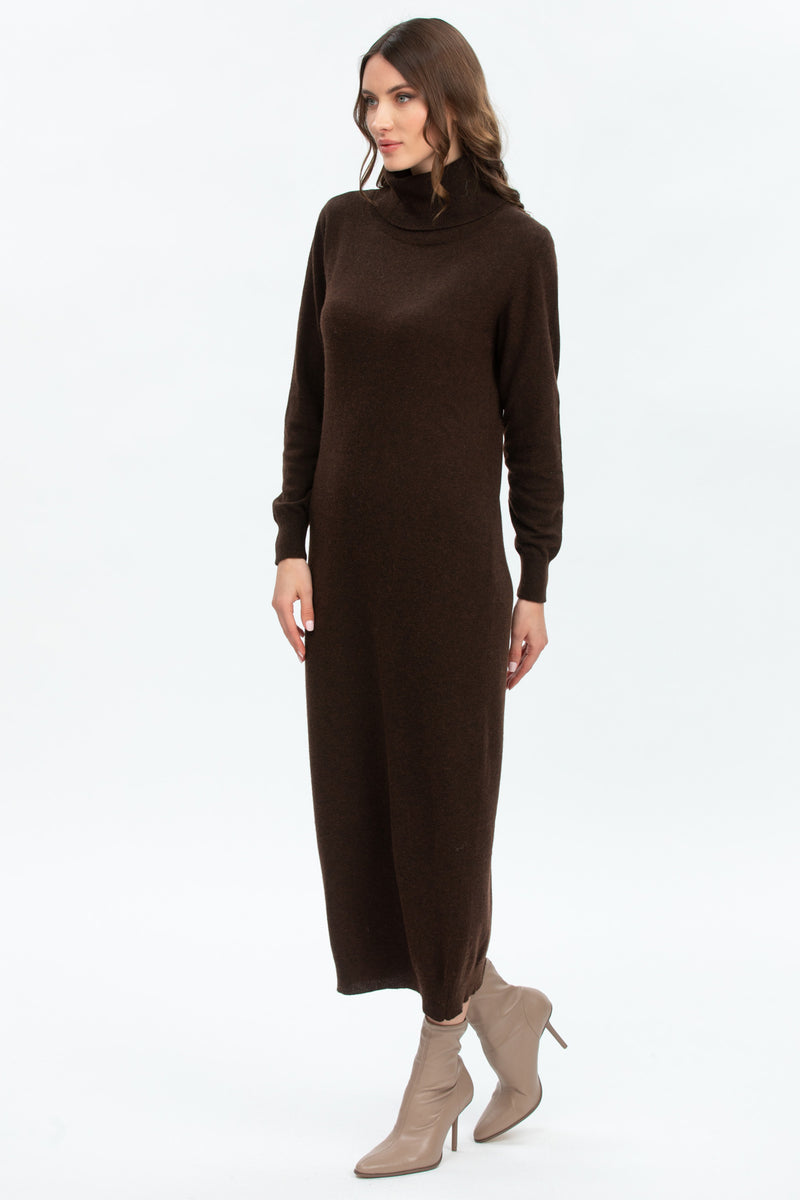 LA SALLE | Brown Maxi Dress in Wool and Cashmere