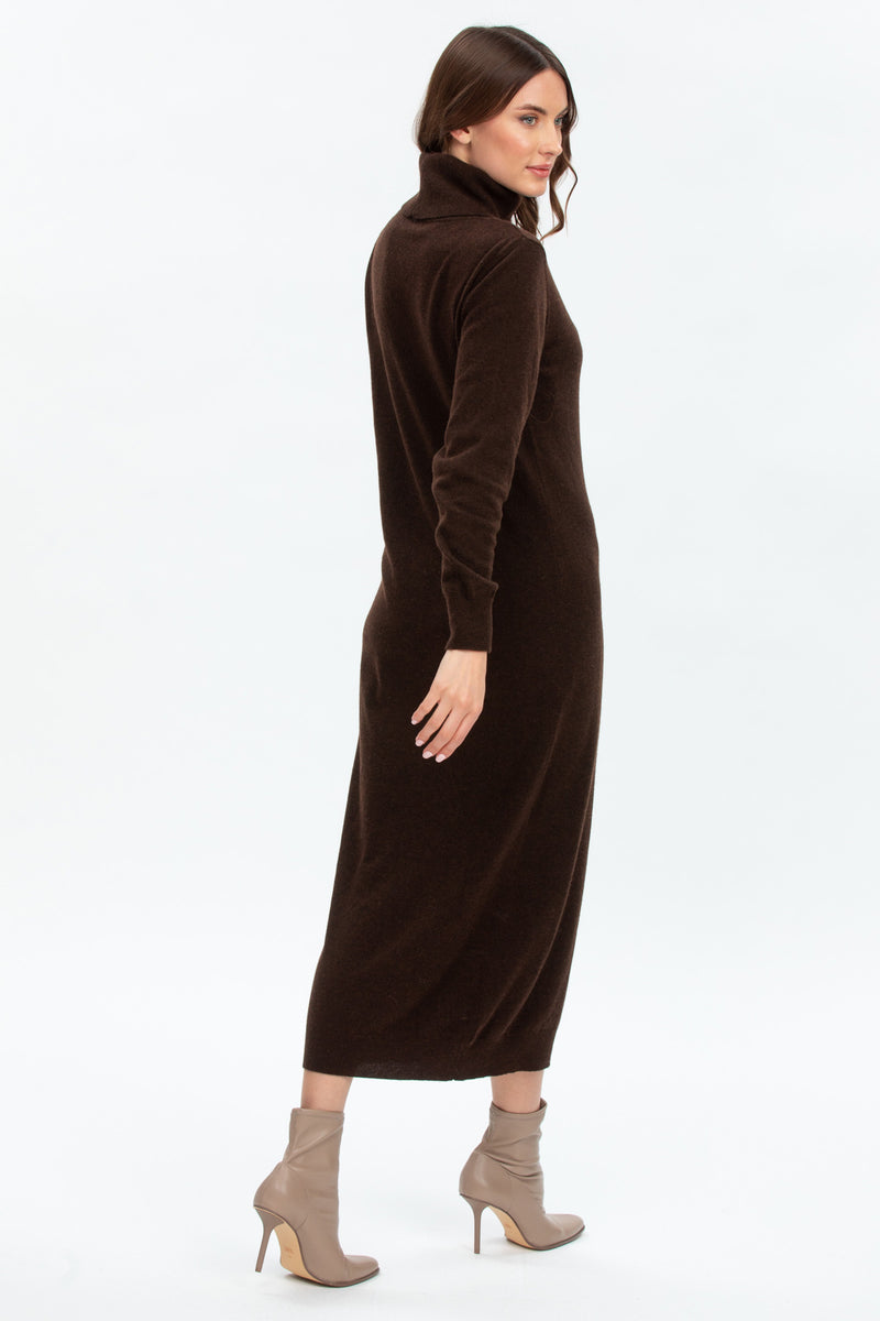 LA SALLE | Brown Maxi Dress in Wool and Cashmere