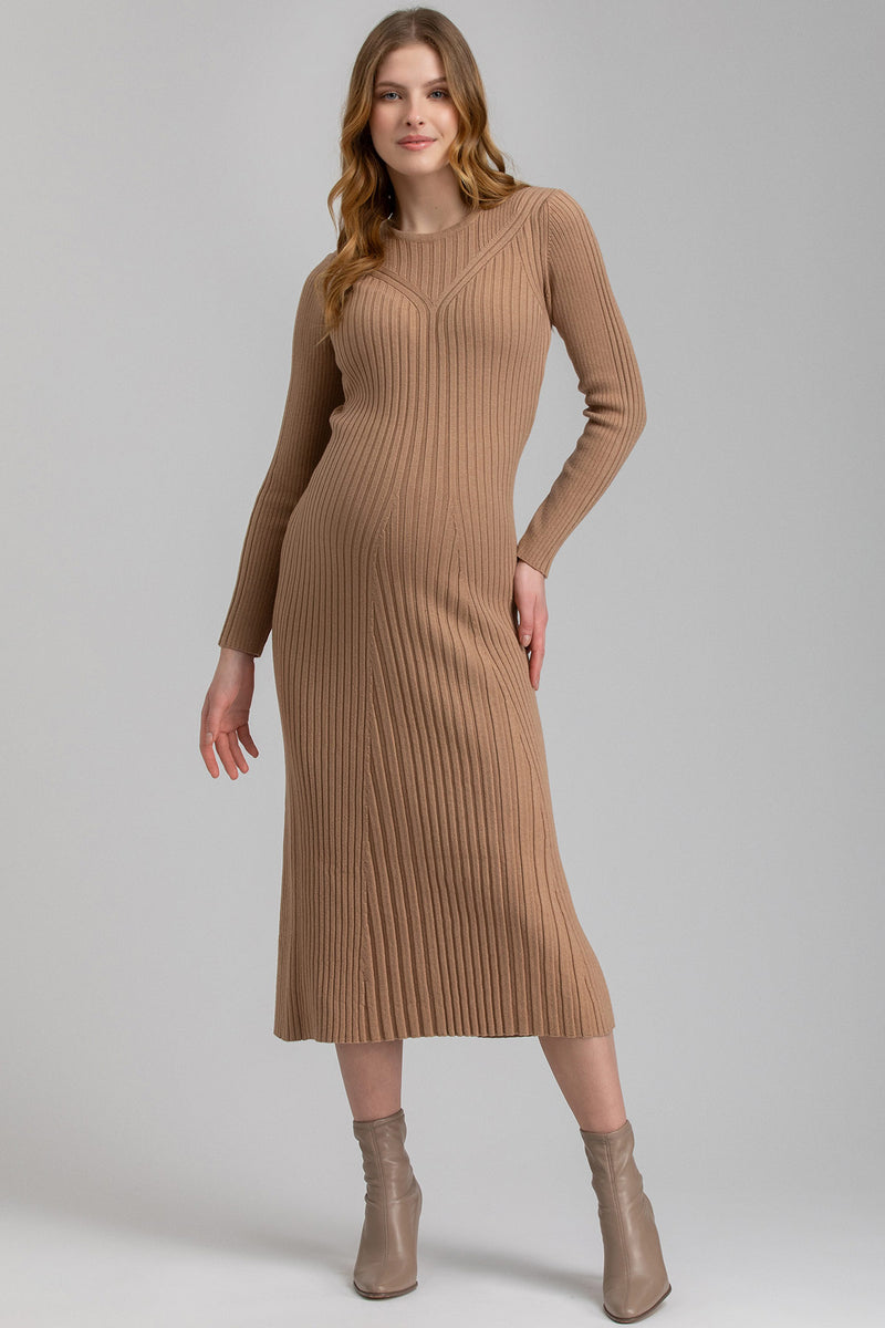 GEMMA | Beige Long Sleeve Maternity Dress