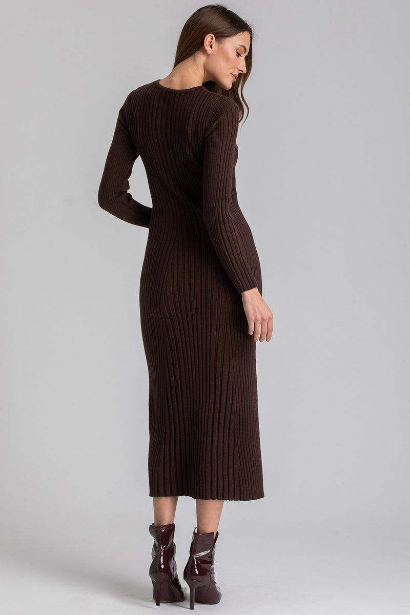 GEMMA | Brown Long Sleeve Maternity Dress