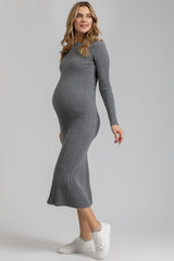 GEMMA | Grey Long Sleeve Maternity Dress