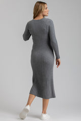 GEMMA | Grey Long Sleeve Maternity Dress