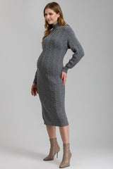 ELETTRA | Grey Maternity Dress with Tricot Knit