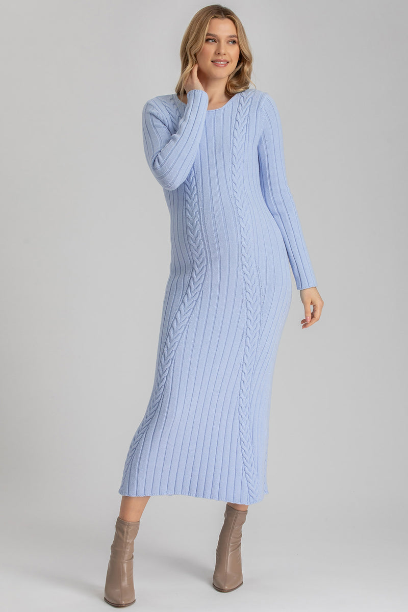 PERLA | Blue Maternity Dress with Tricot Knit