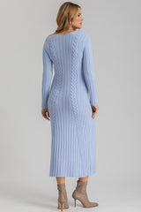 PERLA | Blue Maternity Dress with Tricot Knit