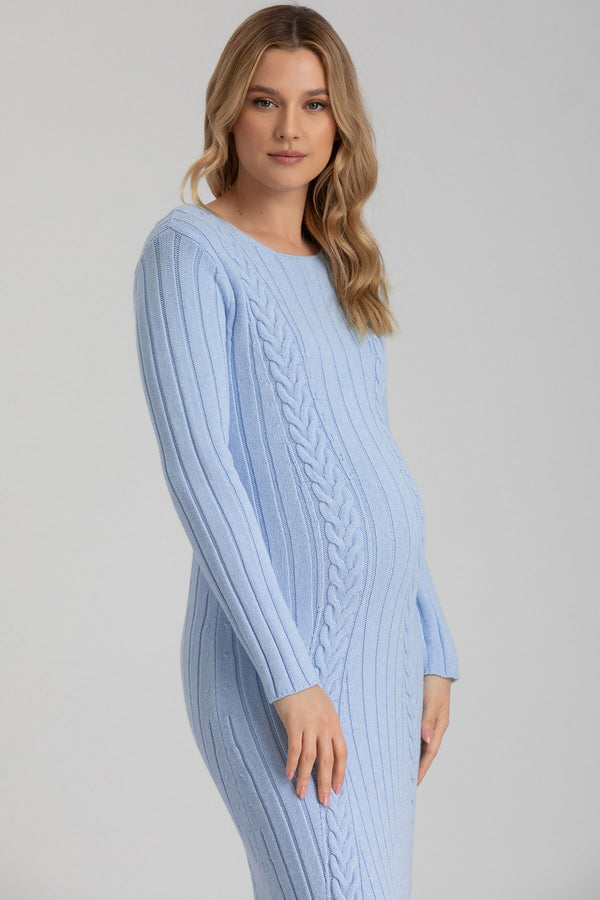 PERLA | Blue Maternity Dress with Tricot Knit