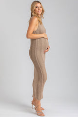 HIBISCUS | Cream Ribbed Maternity Fitted Dress