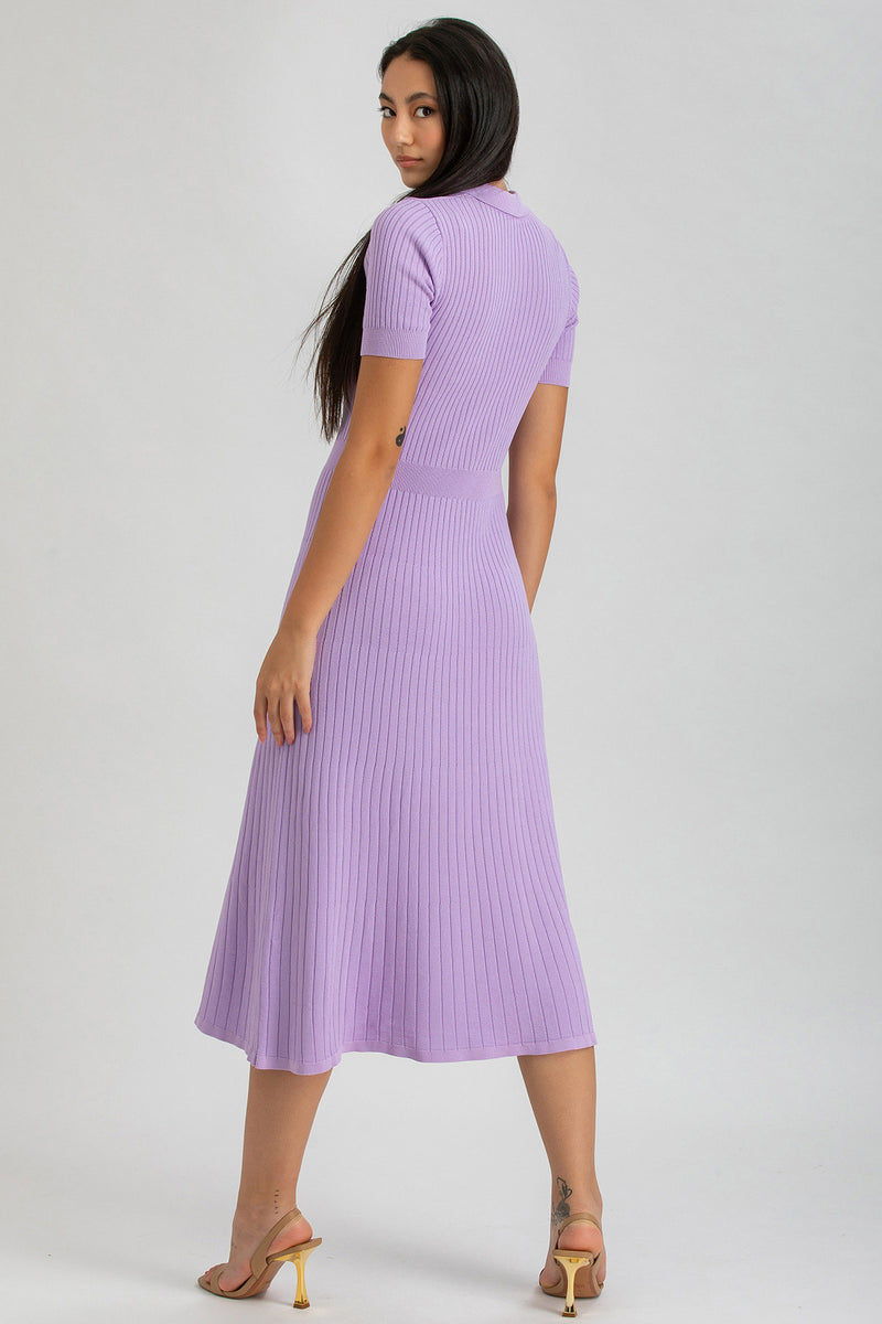 CAMELIA | Purple Flared Dress with Collar