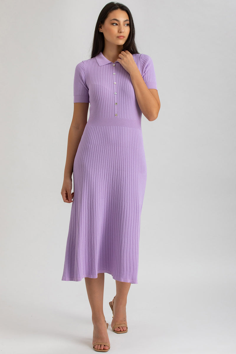 CAMELIA | Purple Flared Dress with Collar