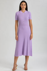 CAMELIA | Purple Flared Dress with Collar