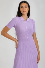 CAMELIA | Purple Flared Dress with Collar