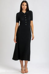 Black fitted flared dress