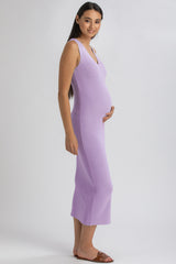 DALIA | Fitted Purple Maternity Dress with V-Neck