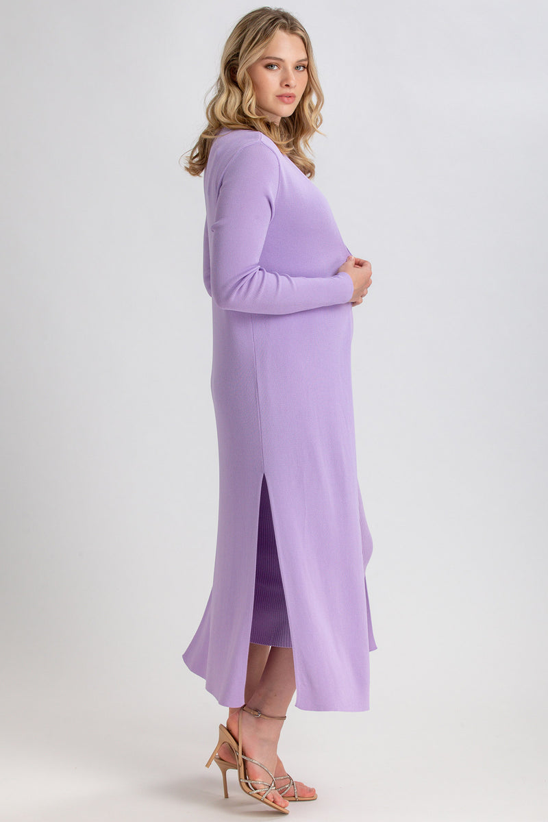 TULIP | Cardigan Premaman Viola con Spacchi Laterali