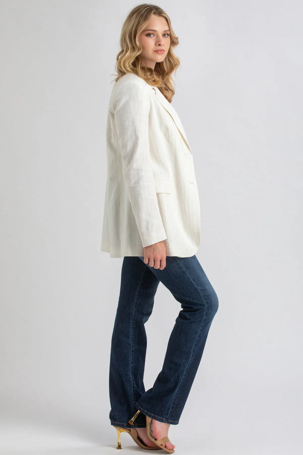 ELIANA | Maternity Blazer in White Striped Linen