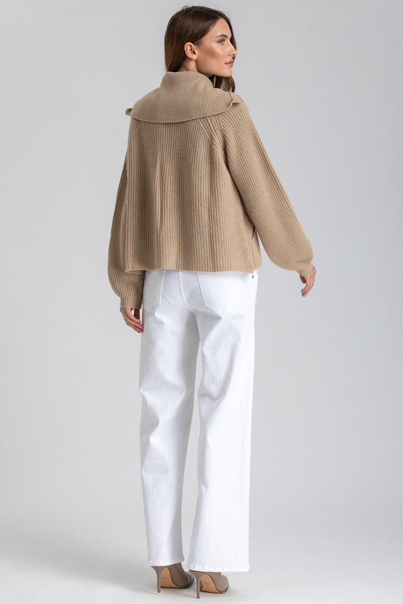 ZERMATT | Beige Zipped Cardigan in Wool and Cashmere