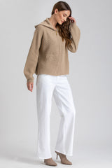 ZERMATT | Beige Zipped Cardigan in Wool and Cashmere