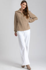 ZERMATT | Cardigan Beige in Lana e Cashmere con Cerniera