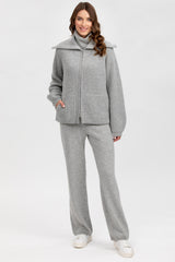 ZERMATT | Cardigan Grigio in Lana e Cashmere con Cerniera