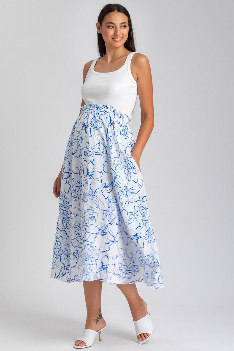 Printed midi skirt in viscose