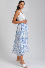 OLIVIA QB51 | Printed Viscose Maternity Midi Skirt