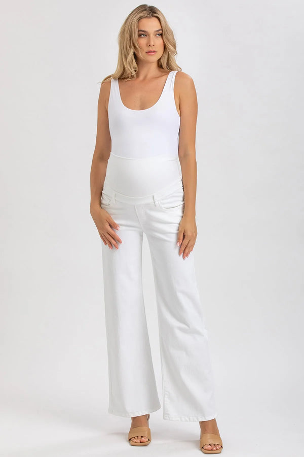 WIDE LEG | White wide Leg Maternity Jeans 