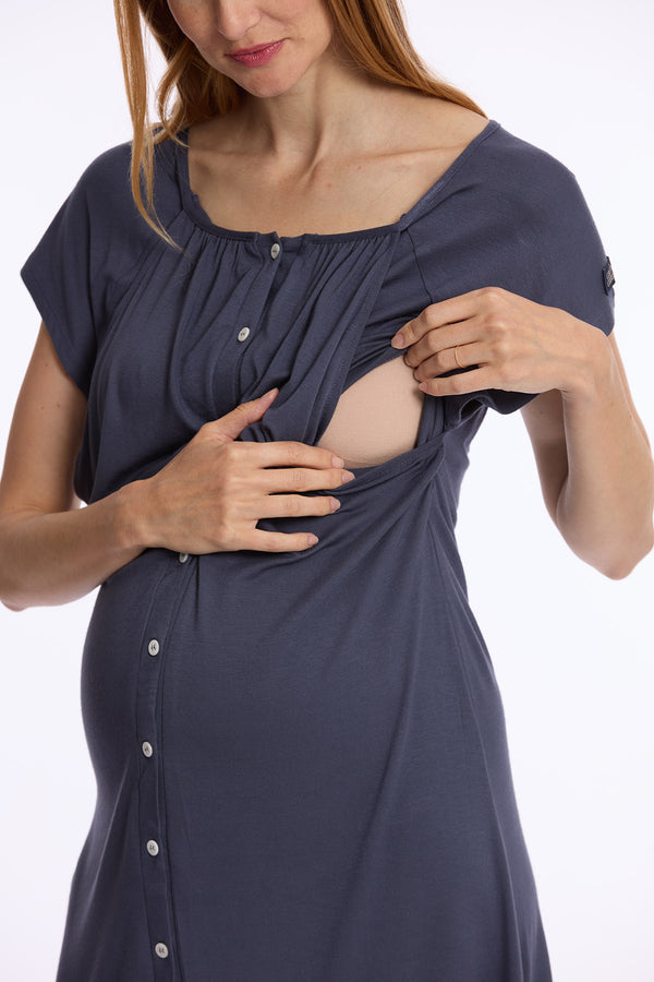 LOUNA | Camicia da Notte Premaman e Allattamento in Morbido Bambù