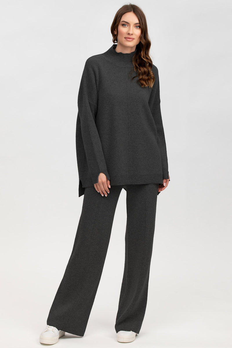 MERIBEL | Dark Grey Turtleneck Sweater in Wool and Cashmere