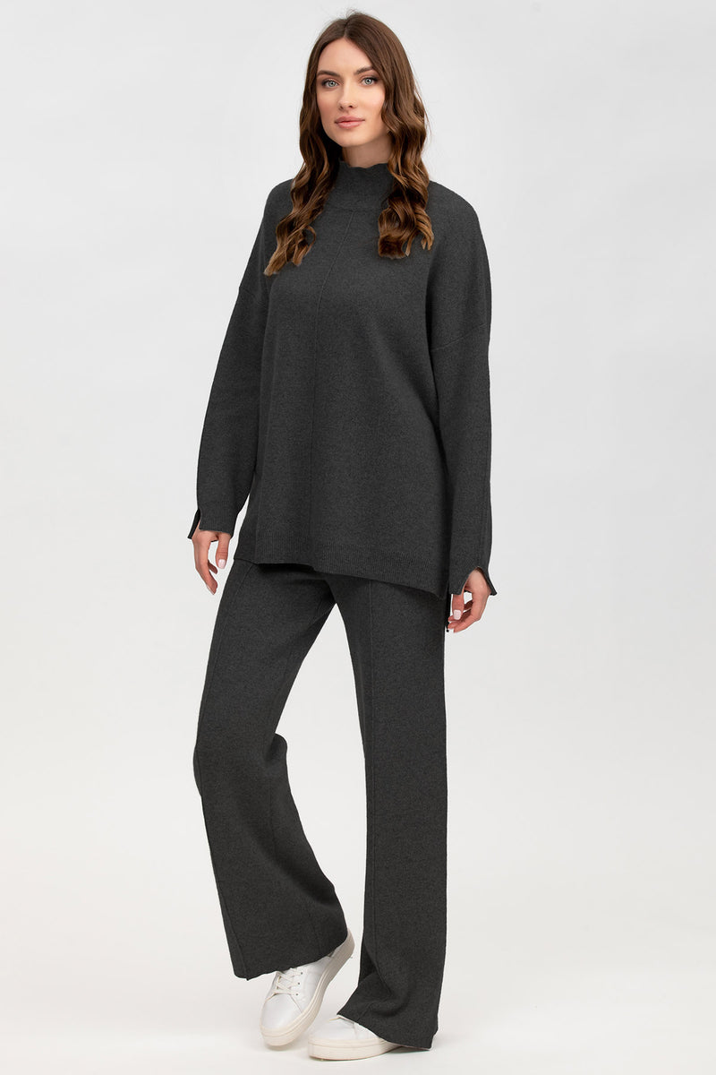 MERIBEL | Dark Grey Turtleneck Sweater in Wool and Cashmere